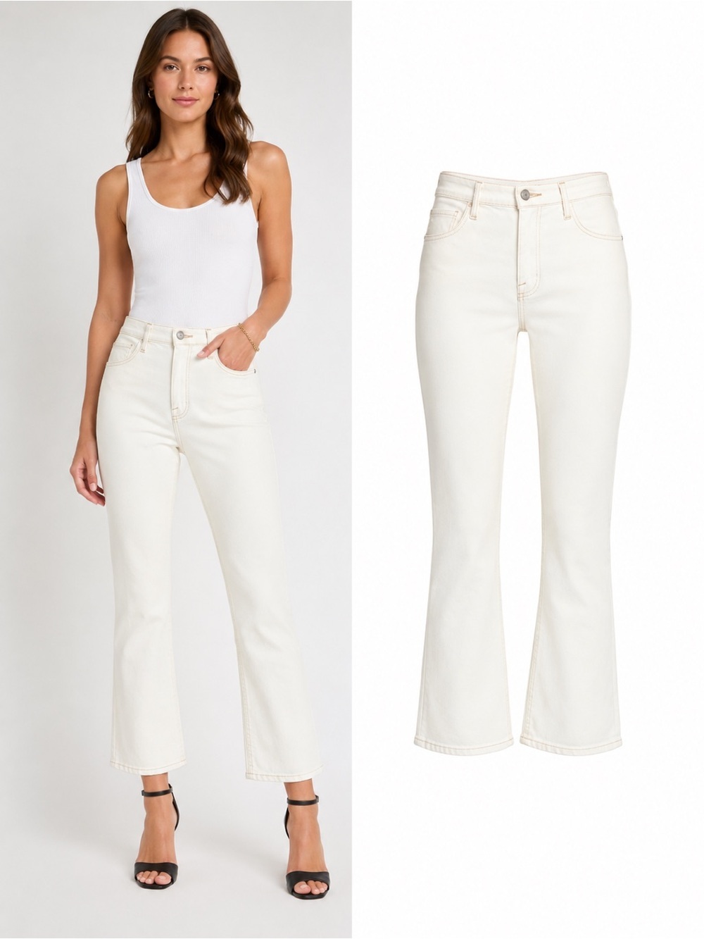 FRAME | Le Crop Mini Boot / Le Flare White Jeans | Size 27